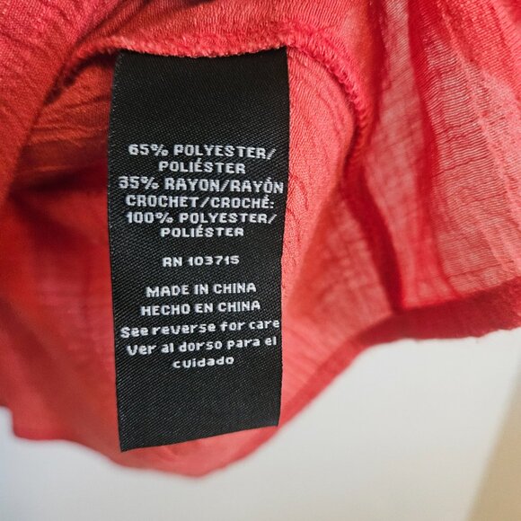 Zac & Rachel Woman 2X Orange Flowy Embellished Top - Picture 3 of 5